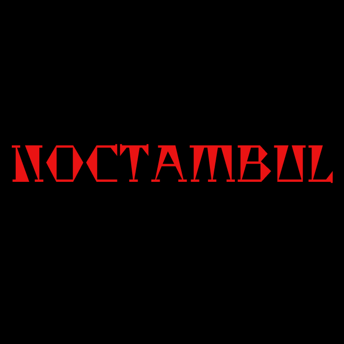 La imagen muestra un diseño gráfico que consiste en un texto estilizado. Hay una palabras: "NOCTAMBUL", escrita en letras mayúsculas. Todo el texto es de color rojo intenso con un efecto visual que parece sombreado o tridimensional, dándole un aspecto que se destaca sobre el fondo completamente negro. El estilo del texto es moderno y llamativo, y podría asociarse con un logotipo o un diseño promocional para algo que lleva el nombre de "NOCTAMBUL".