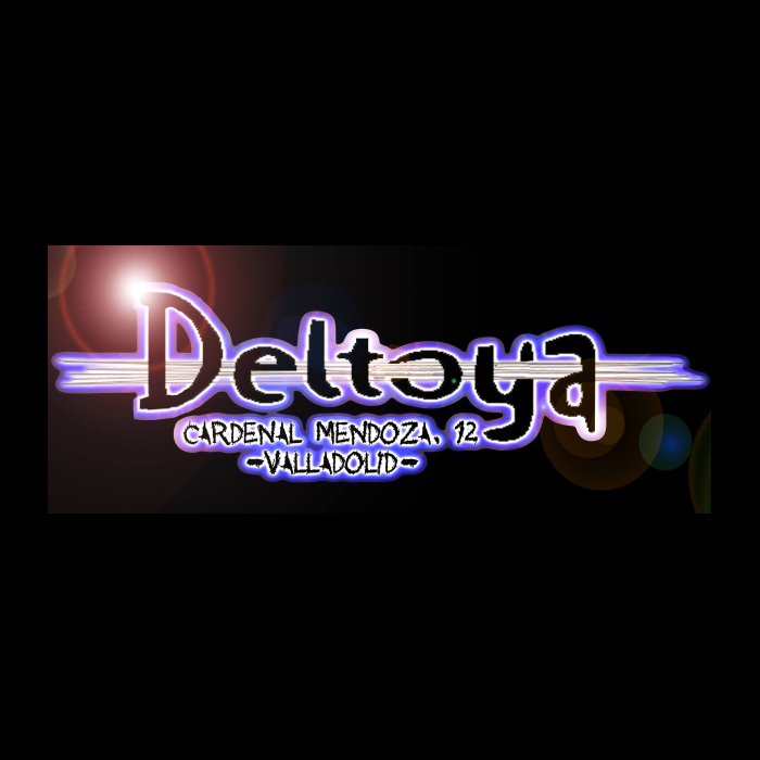 La imagen muestra el logotipo de un lugar llamado "Deltoya", que utiliza una tipografía moderna y estilizada con un efecto de neón que brilla en colores rosa y azul, creando un ambiente nocturno y de entretenimiento. La iluminación de neón y los colores vibrantes son elementos de diseño que suelen asociarse con la vida nocturna, bares y música en vivo.  Debajo del nombre principal, hay una dirección "CARDENAL MENDOZA, 12 - VALLADOLID", que indica la ubicación específica del establecimiento. La tipografía de la dirección es más sencilla y directa, lo que permite leer fácilmente los detalles prácticos.  El fondo oscuro contrasta con la luminosidad del texto de neón, lo que hace que el nombre "Deltoya" destaque prominentemente. Este estilo de diseño podría atraer a un público que busca un ambiente contemporáneo y vibrante, posiblemente con música actual, bebidas y una experiencia de ocio en la ciudad de Valladolid. El efecto general sugiere que "Deltoya" podría ser un destino popular para la vida nocturna.